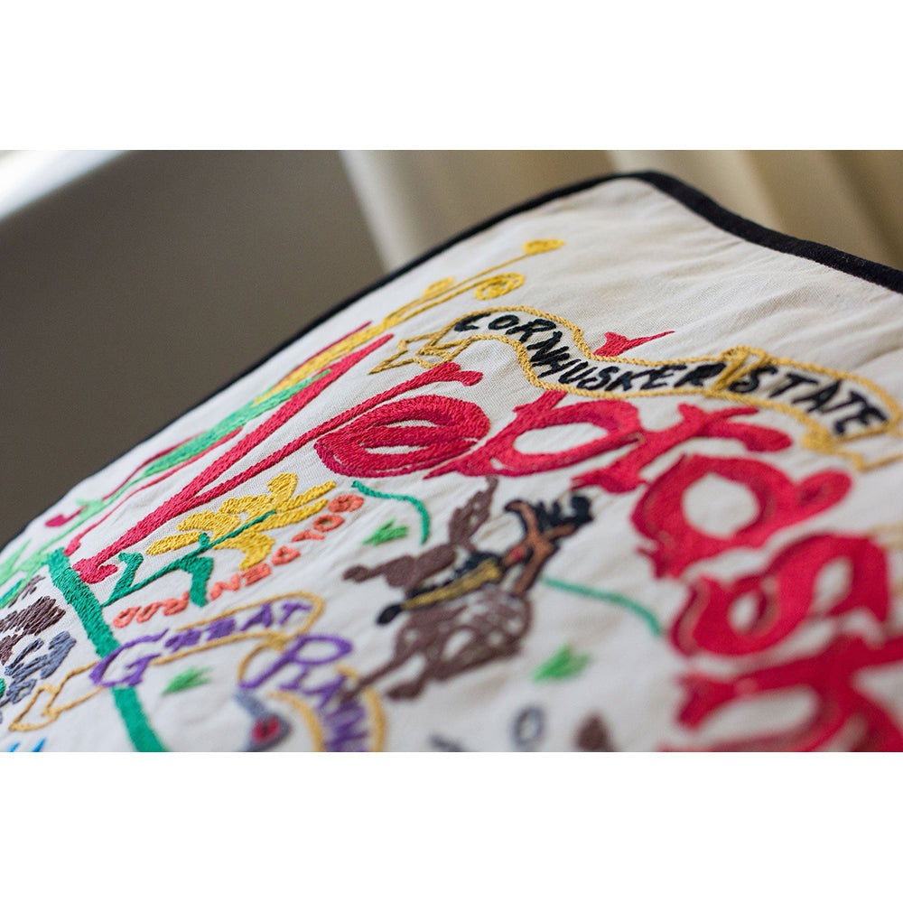 Nebraska Hand-Embroidered Pillow-2