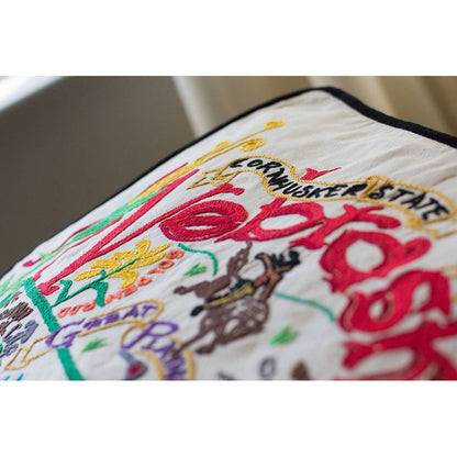 Nebraska Hand-Embroidered Pillow-2