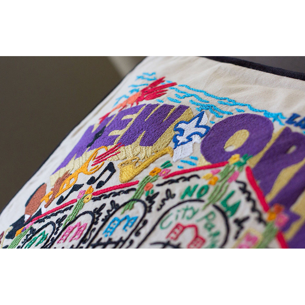 New Orleans Hand-Embroidered Pillow-2