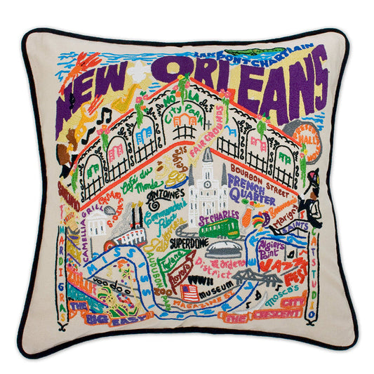 New Orleans Hand-Embroidered Pillow-0