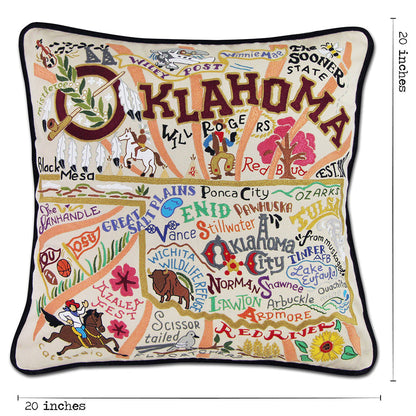 Oklahoma Hand-Embroidered Pillow-4