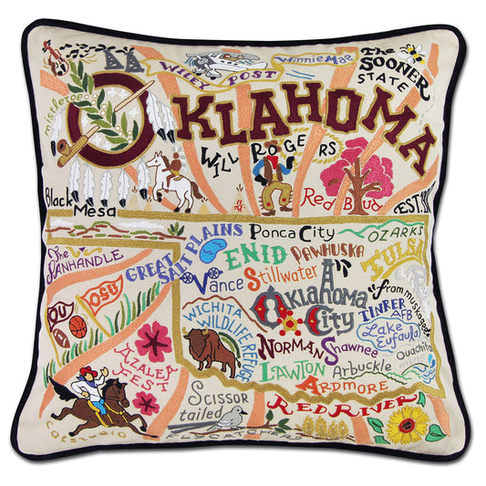 Oklahoma Hand-Embroidered Pillow-0
