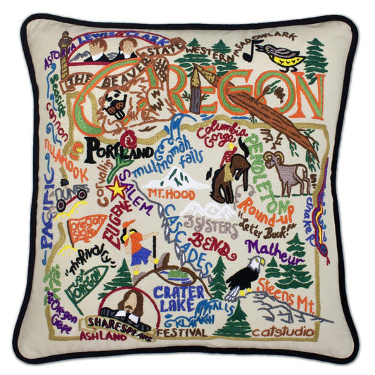 Oregon Hand-Embroidered Pillow-0