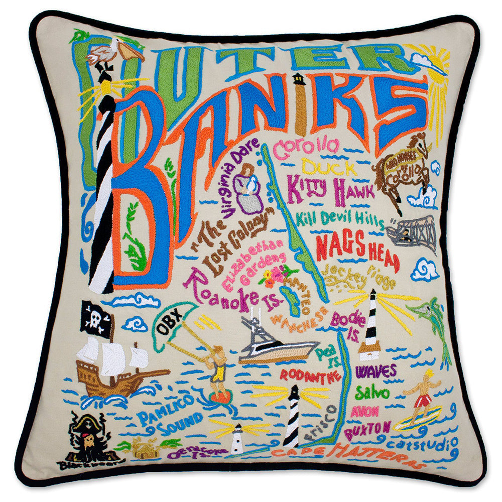 Outer Banks Hand-Embroidered Pillow-0
