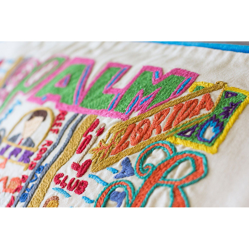 Palm Beach Hand-Embroidered Pillow-2