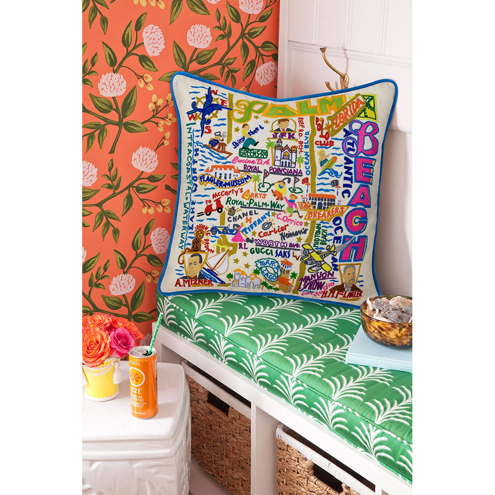 Palm Beach Hand-Embroidered Pillow-3