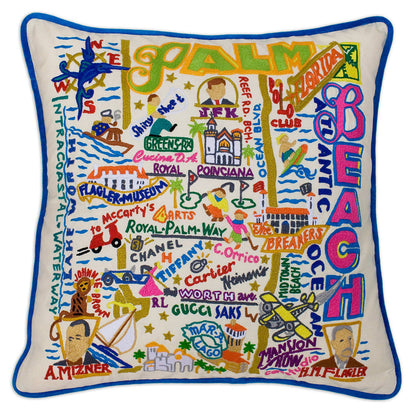 Palm Beach Hand-Embroidered Pillow-0