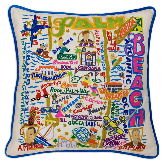 Palm Beach Hand-Embroidered Pillow-0