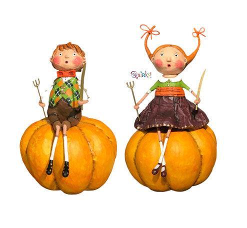 Peter & Prissy Pumpkin Eater Figurines Set of 2 by Lori Mitchell-0
