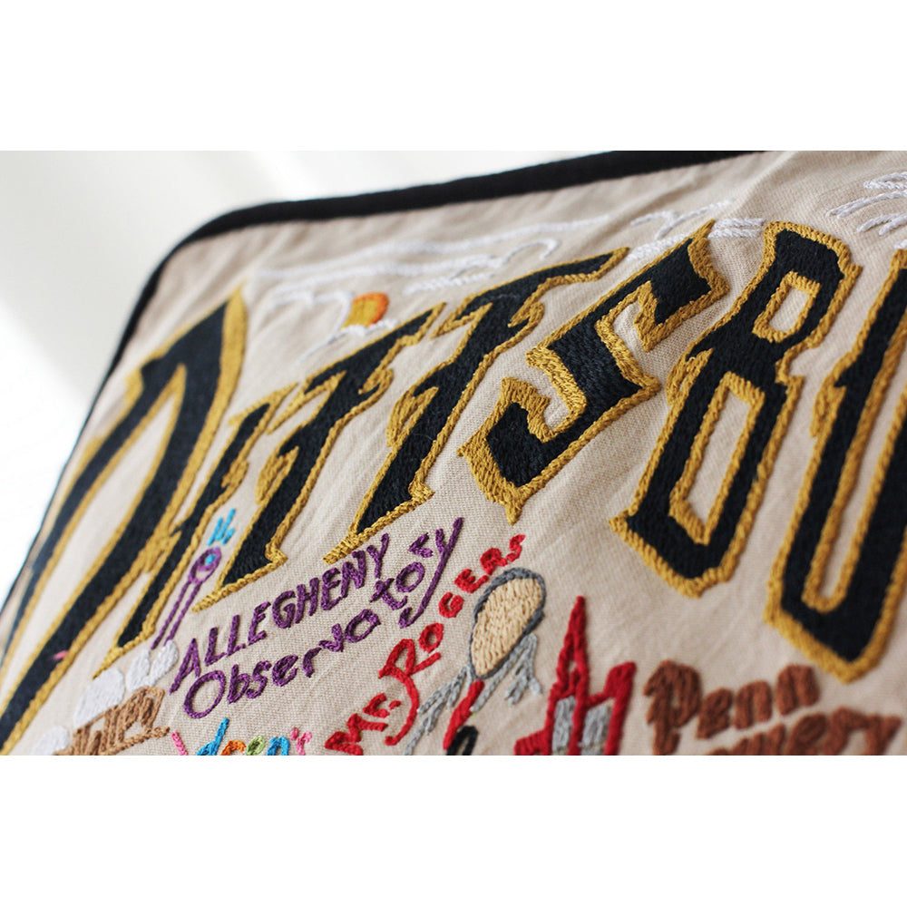 Pittsburgh Hand-Embroidered Pillow-2