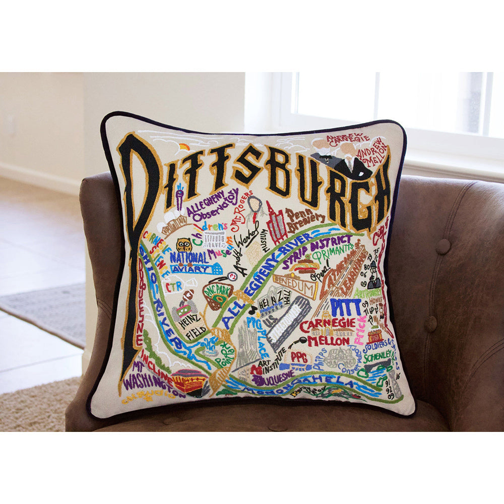 Pittsburgh Hand-Embroidered Pillow-3