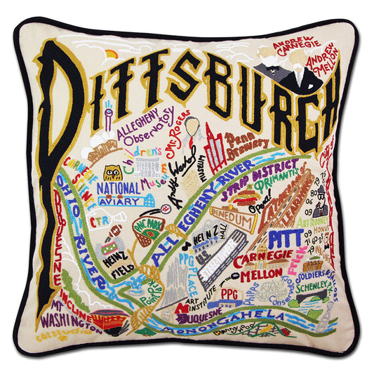 Pittsburgh Hand-Embroidered Pillow-0