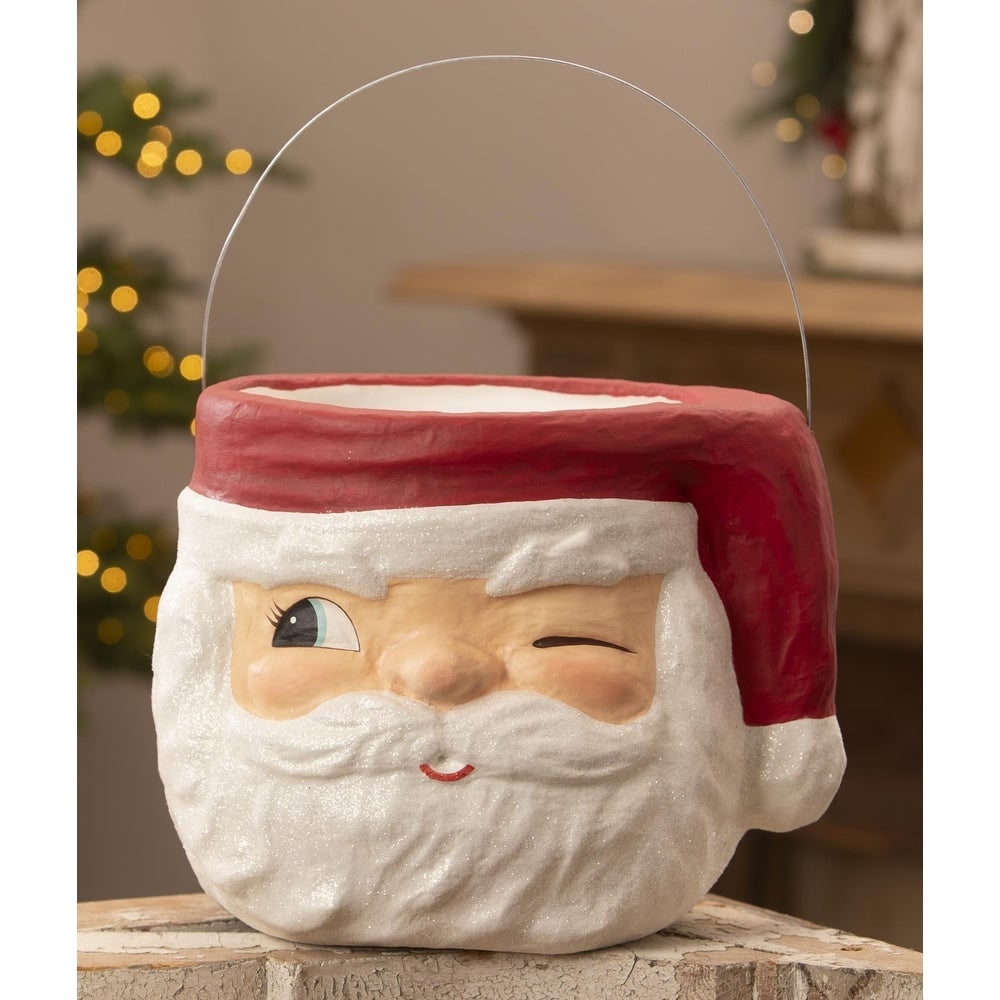 Retro Winking Santa Bucket by Bethany Lowe Designs-1