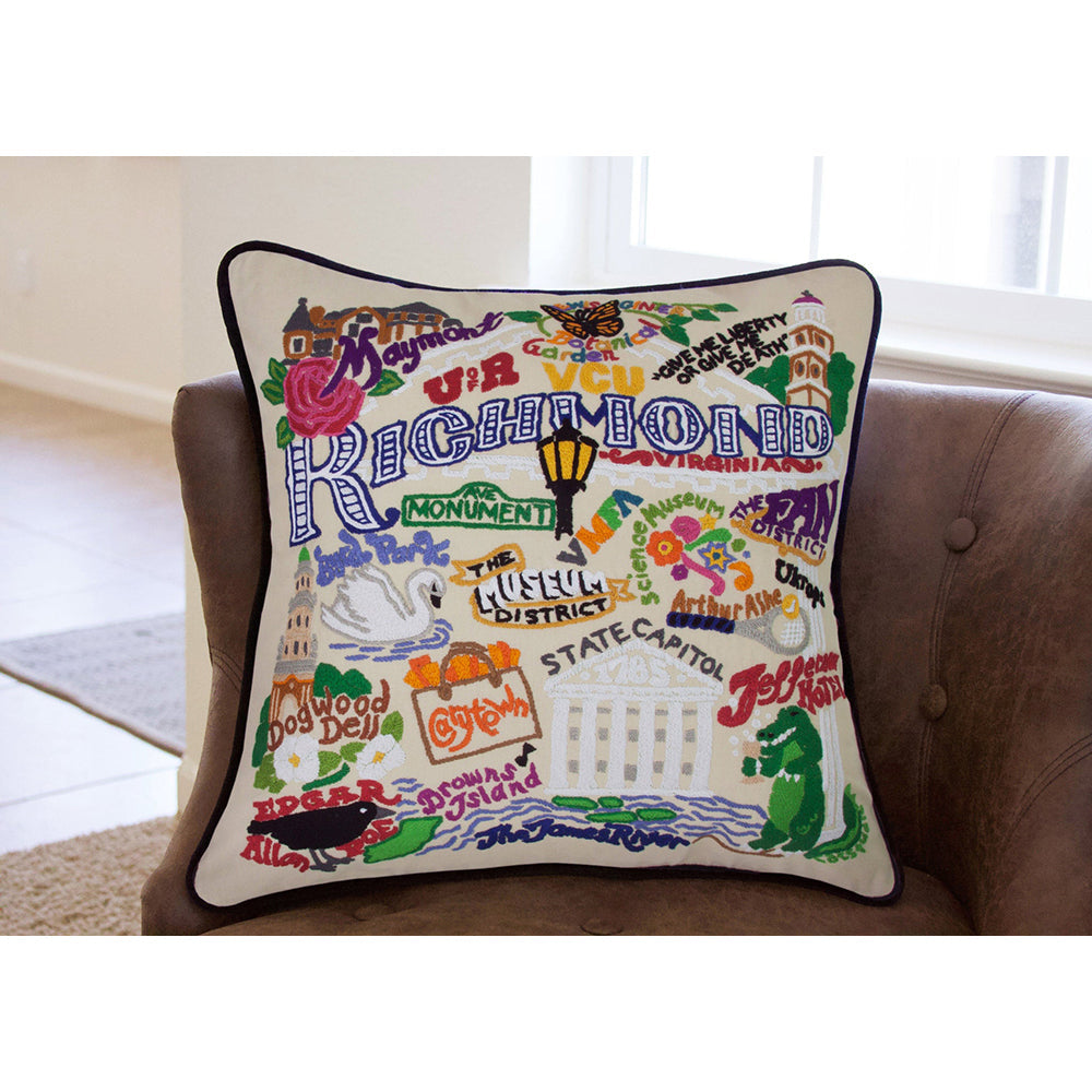 Richmond Virginia Hand-Embroidered Pillow-3