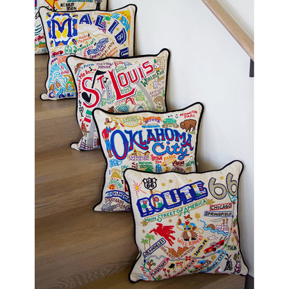 Route 66 Hand-Embroidered Pillow-3