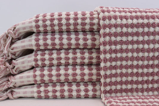 BUBBLE SALMON TERRY HAND TOWEL-0