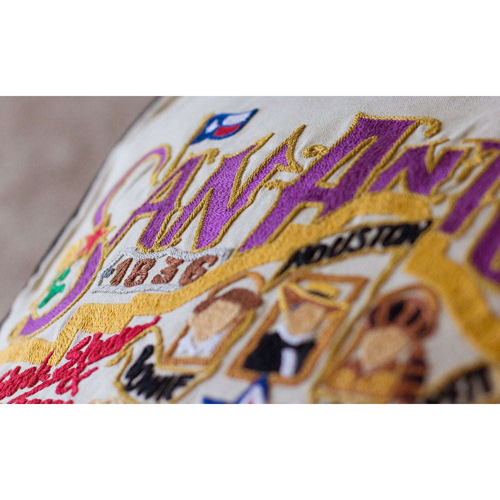 San Antonio, TX Hand-Embroidered Pillow-2