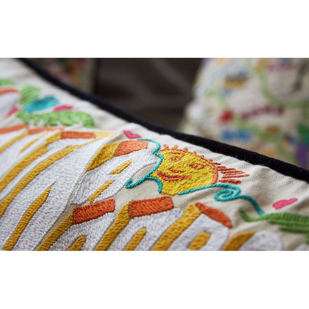 Santa Barbara, CA Hand-Embroidered Pillow-3