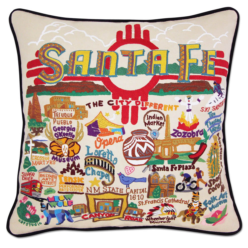 Santa Fe Hand-Embroidered Pillow by CatStudio-0