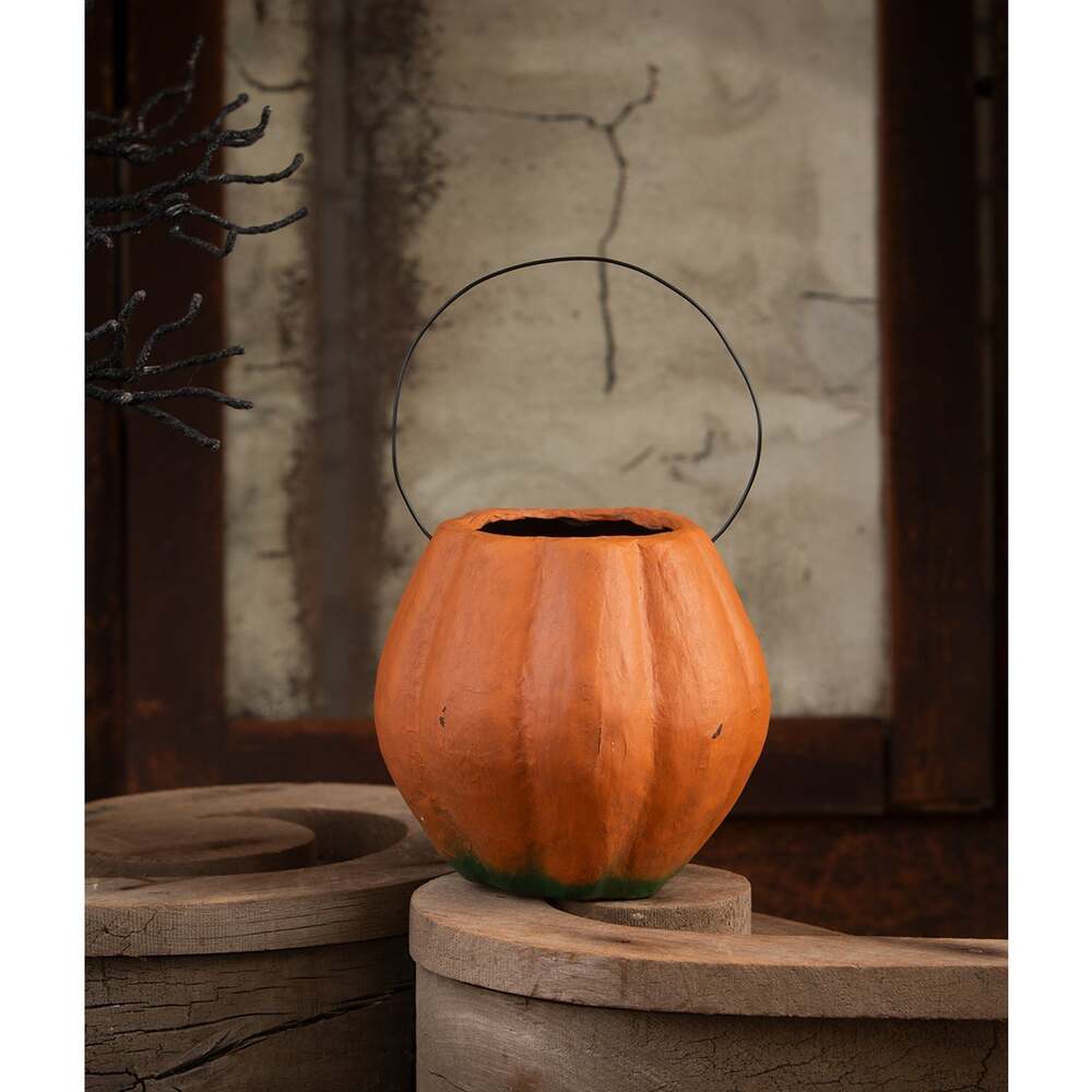 Scary Vintage Pumpkin Bucket Medium by Bethany Lowe Designs-3