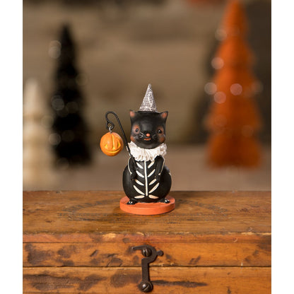 Skeleton Cat with Lantern by Bethany Lowe Designs-1