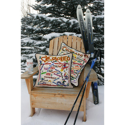 Ski Colorado Hand-Embroidered Pillow-3