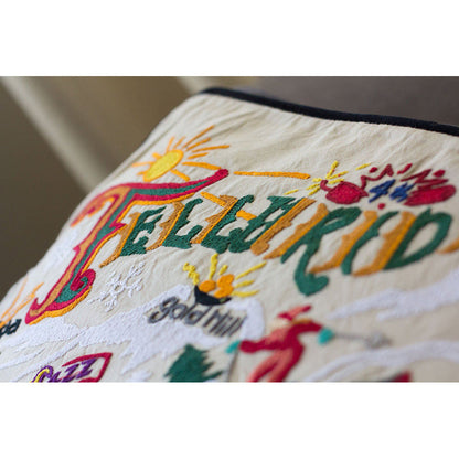 Ski Telluride Hand-Embroidered Pillow-2