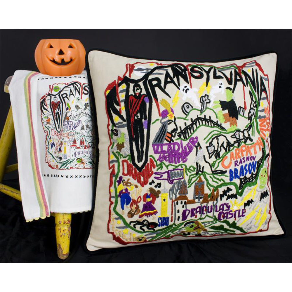 Transylvania Halloween Hand-Embroidered Pillow-3