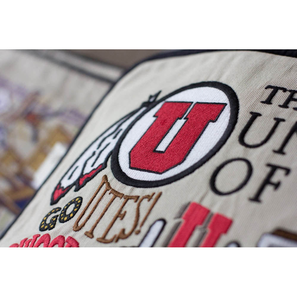Utah, University of Collegiate Embroidered Pillow by CatStudio-2