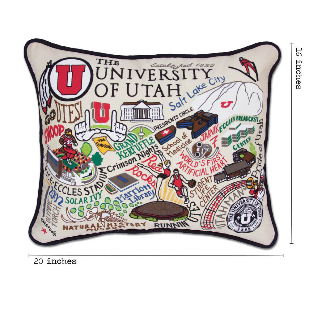 Utah, University of Collegiate Embroidered Pillow by CatStudio-4