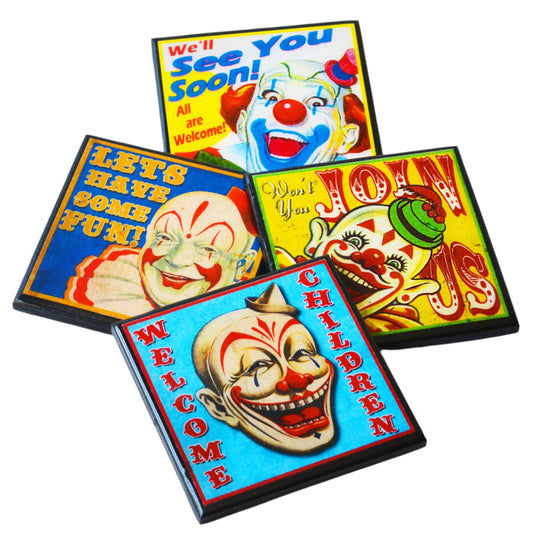 Creepy Clown Halloween Drink Coaster Set-0