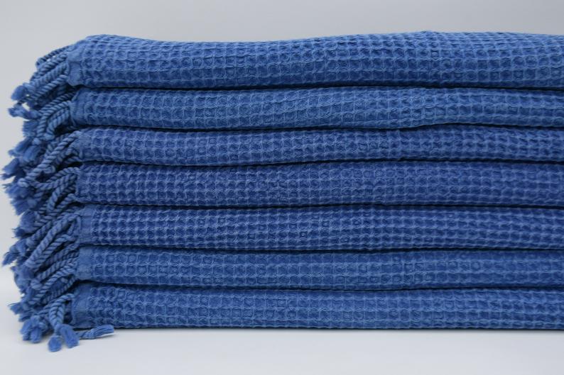 WAFFLE NAVY TURKISH TOWEL-4