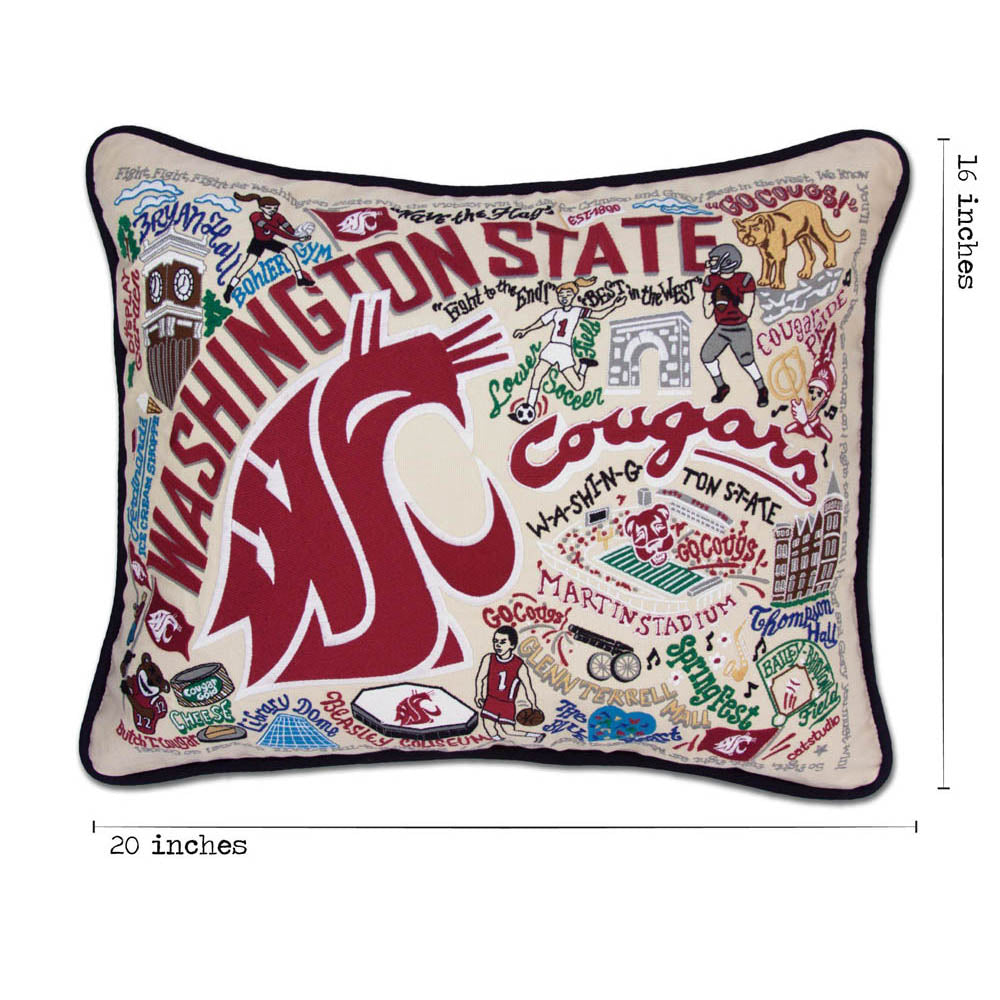 Washington State University Collegiate Embroidered Pillow by CatStudio-4
