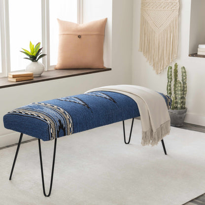 Wesselsbron Navy Striped Upholstered Bench-2