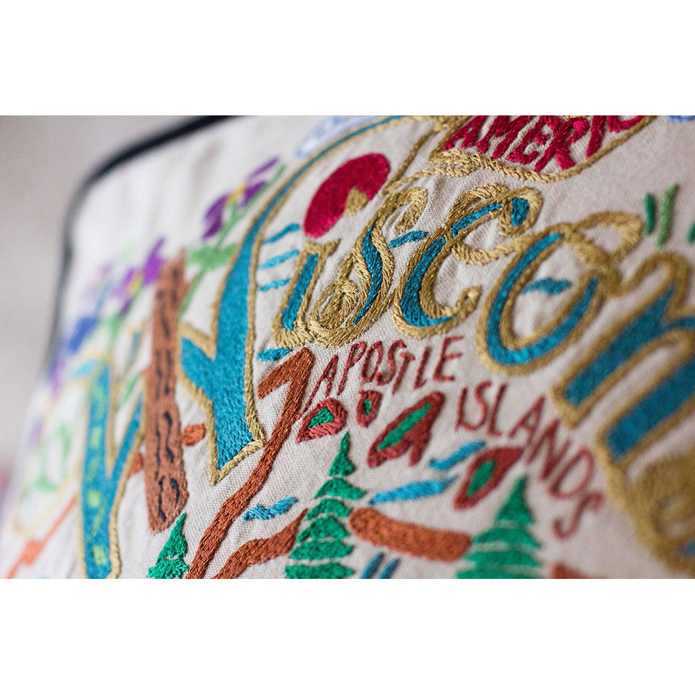 Wisconsin Hand-Embroidered Pillow-2