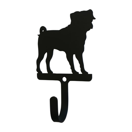 Wrought Iron Pug Dog Wall Hook Decorative Small