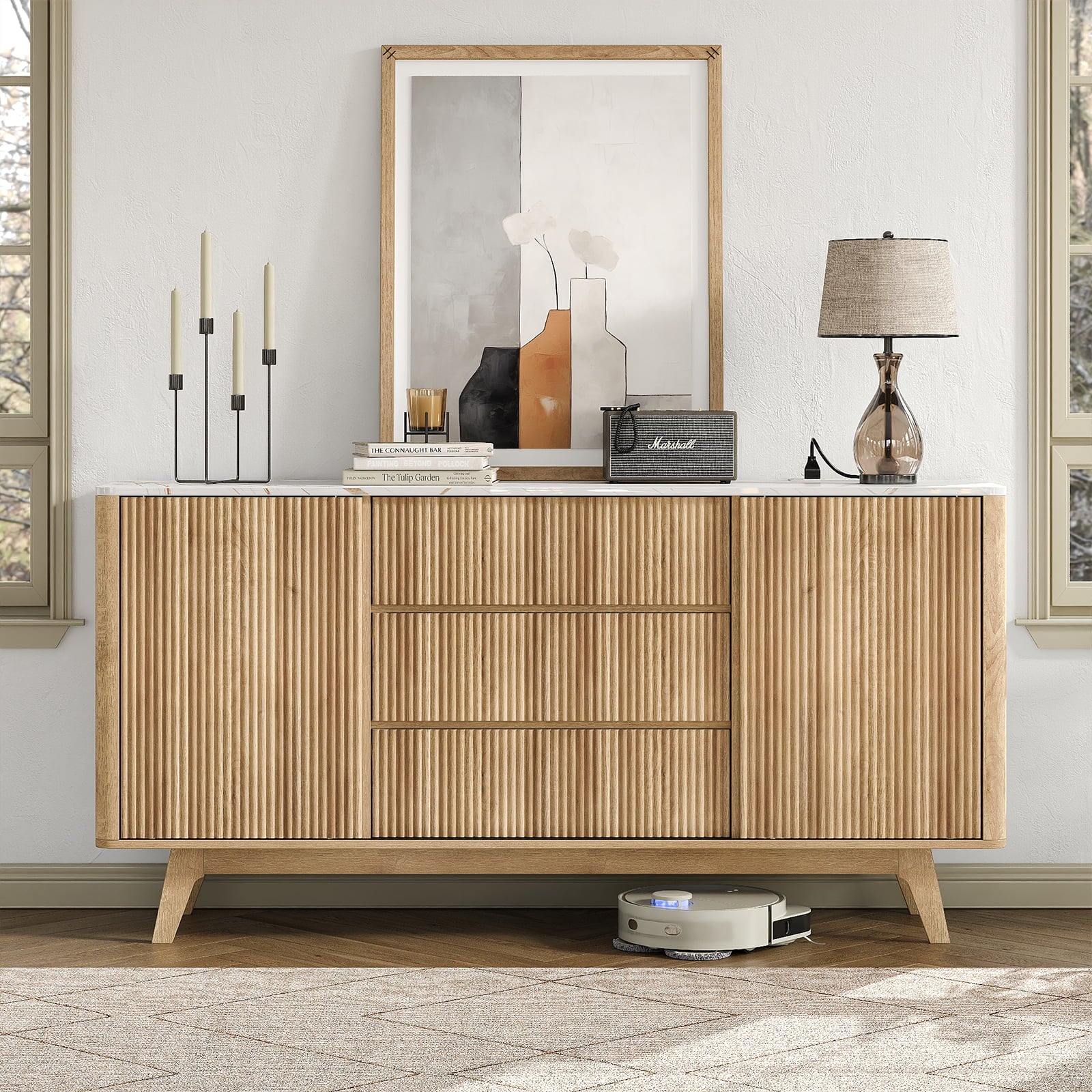 Yanosaku TS001 62" W Fluted Buffet Cabinet-0