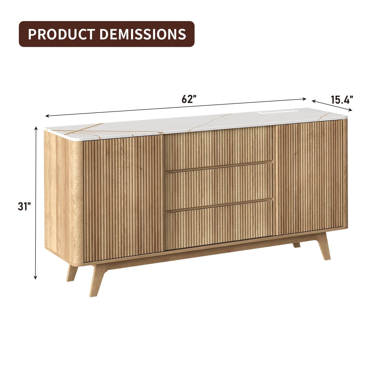Yanosaku TS001 62" W Fluted Buffet Cabinet-1